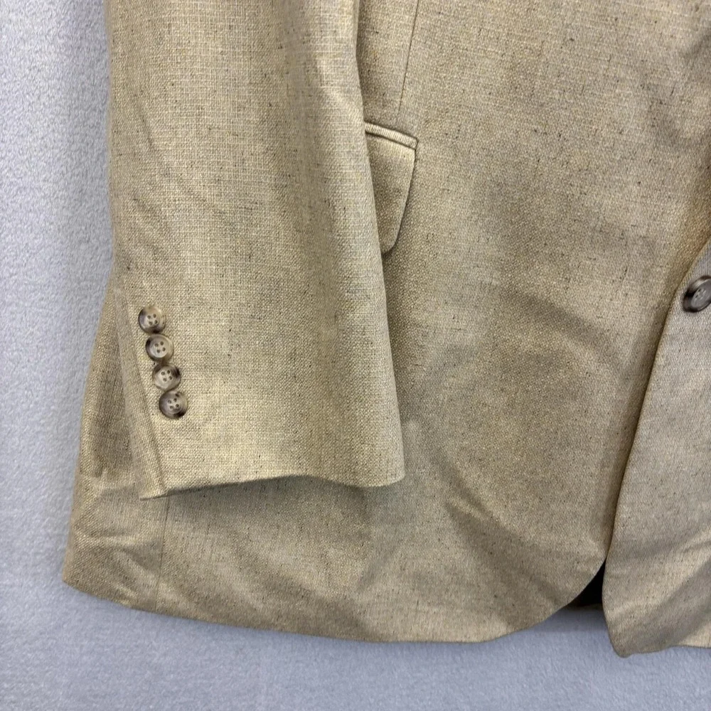 Jos. A. Bank 100% Silk Blazer Jacket Mens 46L Tan Coastal Summer Wedding